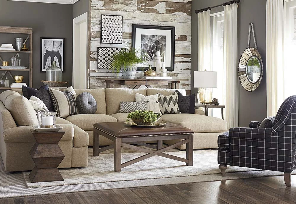 Tan couch 2024 grey walls